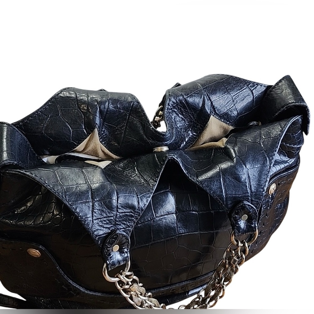 Versace Black Croc-Embossed Women's Bag - Picture 4 of 9